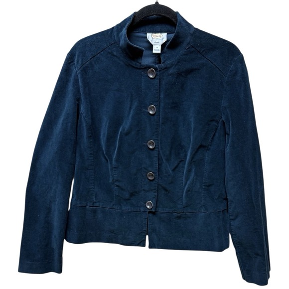 Talbots Jackets & Blazers - Vintage Talbots Blue Equestrian Velvet Flare Waist Short Button Jacket. Sz 14